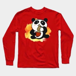 Look Cute Panda Eat Noodles - Adorable Panda - Kawaii Panda Long Sleeve T-Shirt